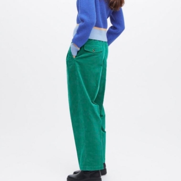NWT Marni x Uniqlo Green Pleated Corduroy Pants Size XS - Picture 4 of 10